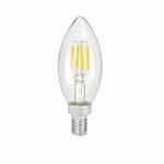TCP Lighting 4W LED B11 Bulb, Dimmable, E12, 300 lm, 120V, 2400K, Clear