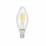 5W LED B11 Bulb, Dimmable, E12, 500 lm, 120V, 3000K, Clear