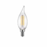 3W LED F11 Bulb, Dimmable, E12, 250 lm, 120V, 5000K, Clear