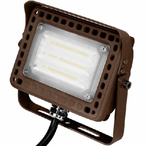 TCP Lighting 15W LED Flood Light w/ Yoke Mount, 1650 lm, 5000K, Bronze