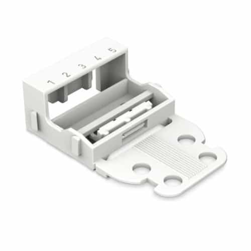 Wago 4 mm Mounting Carrier for 5-Conductor 221 Series Lever-Nuts, Vertical Snap-in, White