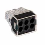 Wago Compact Push Wire Connector, 6-Conductor, AWG, Black, 2500 Pack