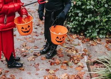 Trick or Treaters with candy