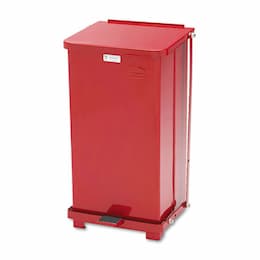 Defender Biohazard Step Can, 12 Gallon, Steel, Red