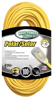 16/3 SJEOW Polar/Solar Extension Cord 100-ft