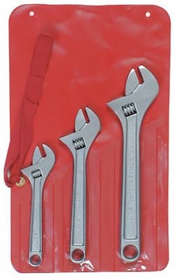 3 Piece Chrome Adjustable Wrench Set