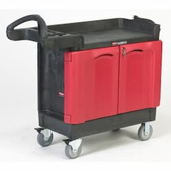 Small Cart with 2 Door Cabinet, 500 lb Capacity, Black