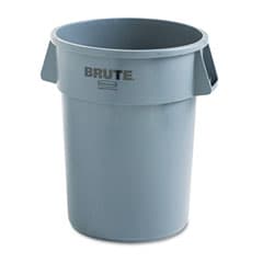 Gray, Round Plastic Brute Refuse Container W/Imprint- 32 Gallon