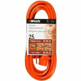 25FT, 14 Gauge, Extension Cord, Orange