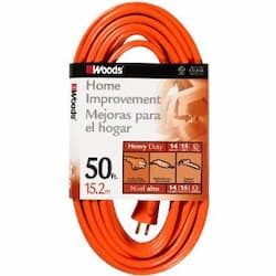 50FT Outdoor Vinyl Extension Cord, Orange