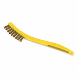 Yellow, Plastic Handled Metal-Fill Wire Scratch Brush-8.5-in