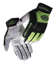 Large White/Lime Goat Grain Leather Mechanics Gloves