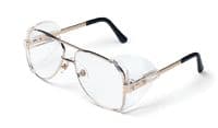 Engineer Aviator Shape Protective Eyewear Gold Clear