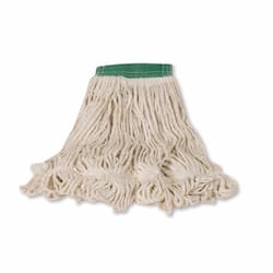 Green And White, Medium Cotton Synthetic Super Stitch Looped-End Wet Mop Head