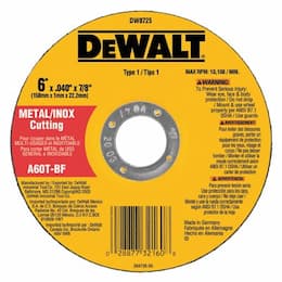 6" x .040" x 7/8" A60T Metal Thin Cut-Off Wheel