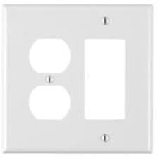 Combo 2-Gang Receptacle and Decorative Switch Wall Plate, White