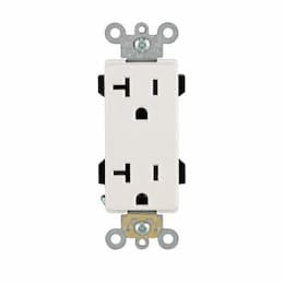 20 Amp Decora Duplex Receptacle Outlet, White