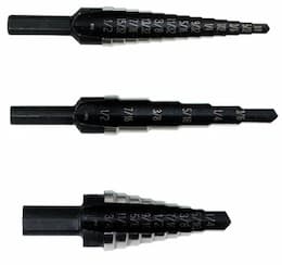 3 Piece Heavy Duty Tin Unibit Step Drill Set