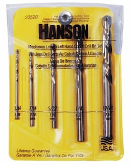 5 Piece Left-Hand Mechanics Length Cobalt HSS Drill Bit Set