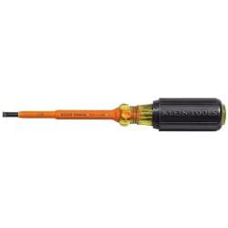 Klein Tools Insulated Screwdriver, 3/16''  Cabinet-Tip,  4'' Round-Shank