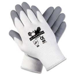 Ultra Tech Foam Seamless Nylon Knit Gloves, Large, White/Gray