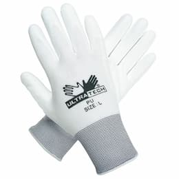 Ultra Tech Foam Seamless Nylon Knit Gloves, Medium, White/Gray