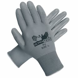 Ultra Tech Foam Seamless Nylon Knit Gloves, Small, White/Gray