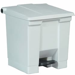 White Plastic Fire-Safe Step-On 8 Gal Receptacle