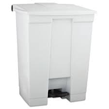 White Plastic Fire-Safe Step-On 16 Gal Receptacle