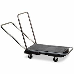 Rubbermaid Triple Trolley w/ Straight Handle & 3" Casters, 250 lb Max Capacity, Black