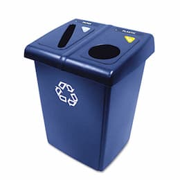 Blue, Plastic Rectangular Glutton Recycling Station-46 Gallon