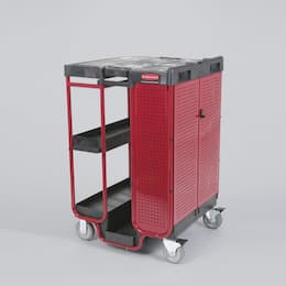 Black/Red 500 lb Capacity Ladder Cart w/ Cabinet