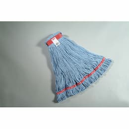 Blue, Large Sized Cotton/Synthetic Web Foot Looped-End Wet Mop Head