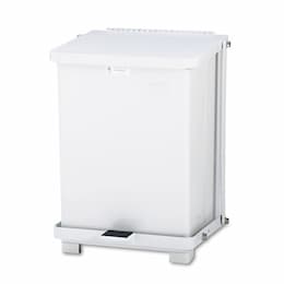 Defenders Biohazard Step Can, Square, Steel, 7 Gallon, White