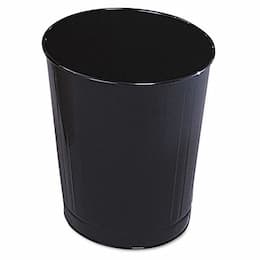 Black, Round Steel Fire-Safe Wastebasket- 6.5 Gallon