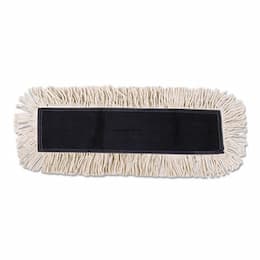 White Disposable Cotton Dust Mop Head w/ Sewn Center Fringe 24X5