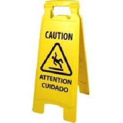 Yellow, 2-Sided Plastic Caution Safety Sign For Wet Floors-11 x 1.5 x 26