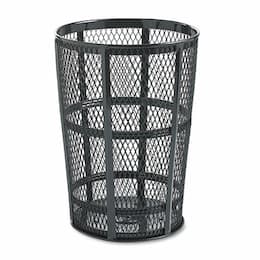 Black Steel, 48 Gallon Round Street Basket Waste Receptacle