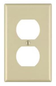 GP 1-Gang Plastic Duplex Receptacle Wall Plate, Ivory