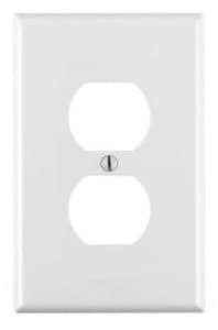 1-Gang Plastic Duplex Receptacle Wall Plate, White