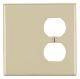 2-Gang Plastic Receptacle & Blank Wall Plate, Ivory