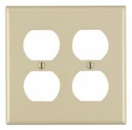 GP 2-Gang Plastic Duplex Receptacle Wall Plate, Ivory