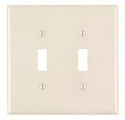 2-Gang Plastic Toggle Switch Wall Plate, Almond