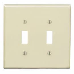 GP 2-Gang Plastic Toggle Switch Wall Plate, Ivory