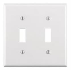 2-Gang Plastic Toggle Switch Wall Plate, White