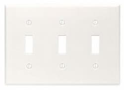 3-Gang Plastic Toggle Switch Wall Plate, White