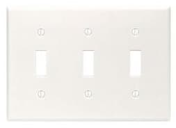 GP 3-Gang Plastic Toggle Switch Wall Plate, White