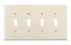 4-Gang Plastic Toggle Switch Wall Plate, Almond