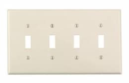 GP 4-Gang Plastic Toggle Switch Wall Plate, Almond