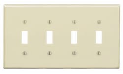 GP 4-Gang Plastic Toggle Switch Wall Plate, Ivory